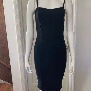 ASOS Black Ribbed Bodycon Dress Spaghetti Strap